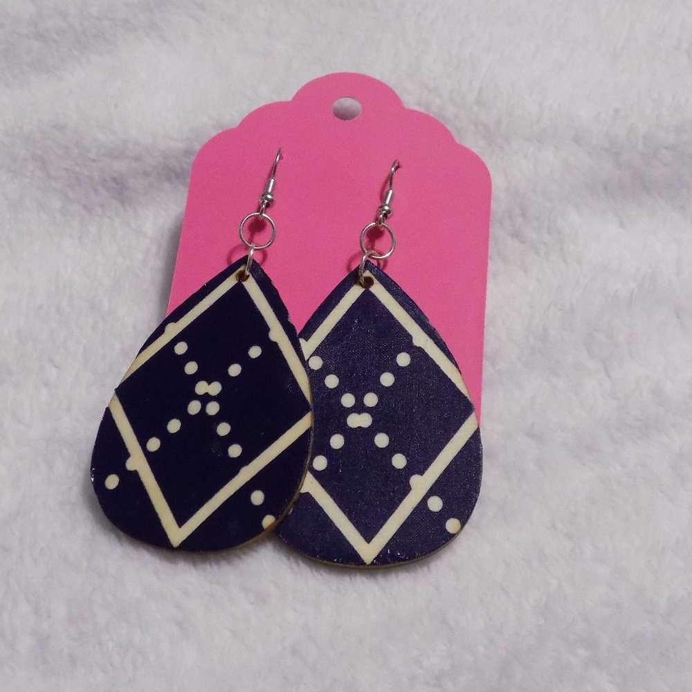 Navy argyle earrings NEW